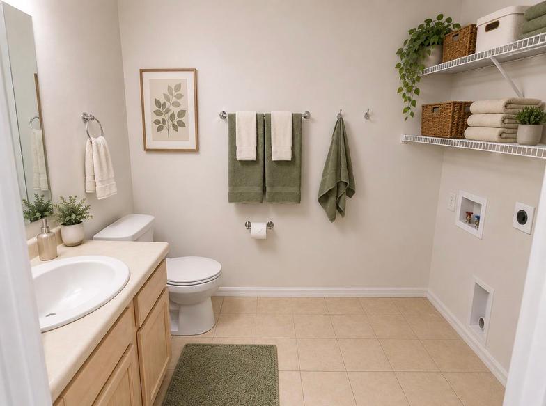 Half bath with washer and dryer connections